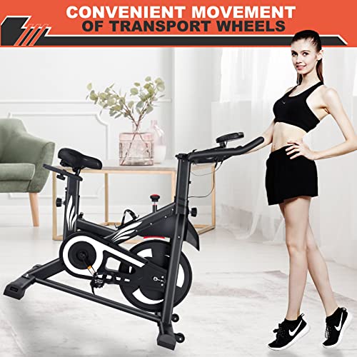 Exercise Bike Stationary – PTPEPL Stationary bike for home – Indoor Cycling Bike with Comfortable Seat LCD Monitor and iPad Holder (Flywheel 22 LBS+Handlebar shape-2) | The Storepaperoomates Retail Market - Fast Affordable Shopping