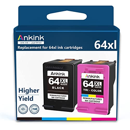 Ankink 64XL Black Color Combo Replacement for HP 64 XL Ink Cartridge HP64 Envy Inspire 7955e 7958e Envy Photo 7855 7155 6255 7164 7830 7858 7800 6232 7120 Tango Ink Printer (Tricolor Black) 2 Pack | The Storepaperoomates Retail Market - Fast Affordable Shopping