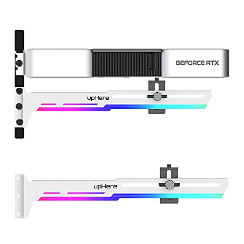 upHere 5V Addressable RGB White Graphics Card GPU Brace Support Video Card Sag Holder,Built-in 5V ARGB Strip,Adjustable Length and Height Support,G276WTARGB