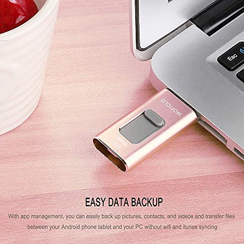 Photo Storage 256GB Flash Drive for Phone, Memory Stick WOFICLO Photo Stick for Pad Compatible iOS/Android Phone/Tablet (256GB, Pink) | The Storepaperoomates Retail Market - Fast Affordable Shopping