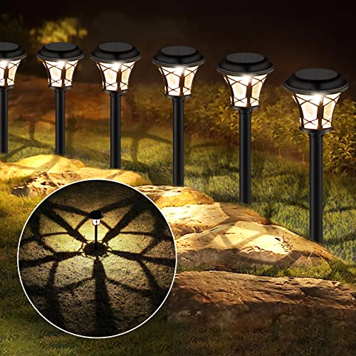 Solar Pathway Lights Outdoor Waterproof – 6 Pack Super Bright Glass Solar Lights, Auto On/Off Stainless Steel Landscape Path Lights Solar Powered for Garden Yard Lawn Path Driveway, Warm White, Black | The Storepaperoomates Retail Market - Fast Affordable Shopping