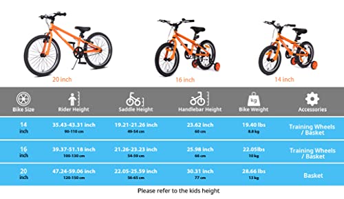 ACEGER Kids Bike for 6-9 Years Old Boys and Girls, 16 Inch with Training Wheel and Kickstand, 20 Inch with Kickstand(Orange,20 inch) | The Storepaperoomates Retail Market - Fast Affordable Shopping
