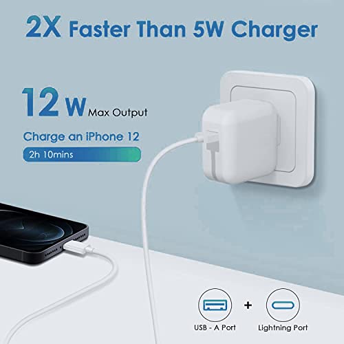 iPad Charger, iPhone Charger [Apple MFi Certified] 12W USB Wall Charger Foldable Portable Travel Plug with 6.6FT Lightning Cable Compatible with iPhone, iPad, iPad Mini 1/2/3/4/5, iPad Air 1/2/3 | The Storepaperoomates Retail Market - Fast Affordable Shopping