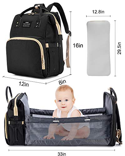 Baby Diaper Bag with Travel Bassinet, LOIRAL Travel Nappy Bag Organizer for Mom Dad with Changing Pad & Stroller Straps, Large Capacity Diaper Back Pack, New Mom Gifts for Baby Boys Girls | The Storepaperoomates Retail Market - Fast Affordable Shopping