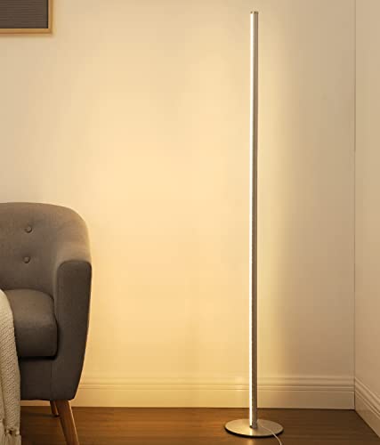 EDISHINE Modern LED Corner Floor Lamp with Remote, 57.5″ Minimalist Dimmable Atmosphere Lighting, RGBW Color Changing Slim Sleek Lamp, Standing Tall Mood Light for Living Room, Bedroom