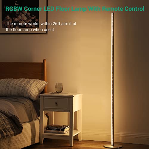 EDISHINE Modern LED Corner Floor Lamp with Remote, 57.5″ Minimalist Dimmable Atmosphere Lighting, RGBW Color Changing Slim Sleek Lamp, Standing Tall Mood Light for Living Room, Bedroom | The Storepaperoomates Retail Market - Fast Affordable Shopping