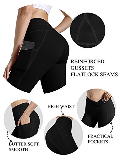 VALANDY Women’s High Waist Biker Shorts Running Fitness Workout Shorts with Pockets Bermuda Shorts S-XXXL Black | The Storepaperoomates Retail Market - Fast Affordable Shopping