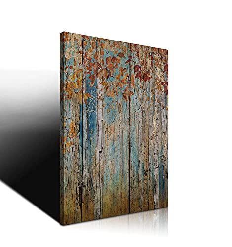 Canvas Wall Art Yellow Tree Forest Landscape Picture Prints, Rustic Modern Birch Trees Nature Woods Abstract Painting Artwork 16″x24″ Wood Gallery and Framed for Home Office Living Room Bedroom Decor | The Storepaperoomates Retail Market - Fast Affordable Shopping