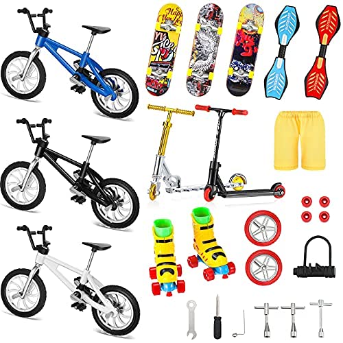 Suilung 25 Pieces Mini Finger Toys Set Finger Roller Skates Finger Pant Finger Skateboards Finger Bikes Scooter Tiny Swing Board Fingertip Movement Party Favors Replacement Wheels and Tools | The Storepaperoomates Retail Market - Fast Affordable Shopping
