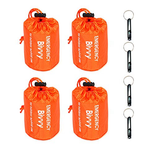GOGOOD 4 Pack Emergency Bag Survival Bivvy Sack with Whistles, Lightweight Portable Emergency Supplies for Outdoor Camping Hiking Keep Warm After Earthquakes, Hurricanes Disasters | The Storepaperoomates Retail Market - Fast Affordable Shopping