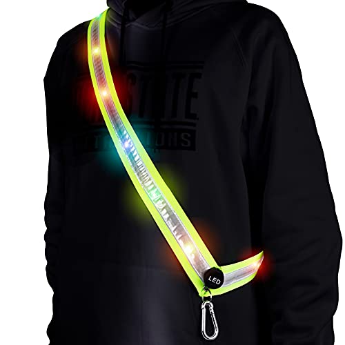 OLIKER LED Reflective Running Gear High Visibility LED Flashing Sash Outdoor Running Cycling Hiking Jogging Rechargeable Illuminating Gear for Men and Women Night Safety Walking Gear (Green) | The Storepaperoomates Retail Market - Fast Affordable Shopping