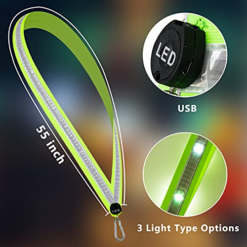 OLIKER LED Reflective Running Gear High Visibility LED Flashing Sash Outdoor Running Cycling Hiking Jogging Rechargeable Illuminating Gear for Men and Women Night Safety Walking Gear (Green) | The Storepaperoomates Retail Market - Fast Affordable Shopping