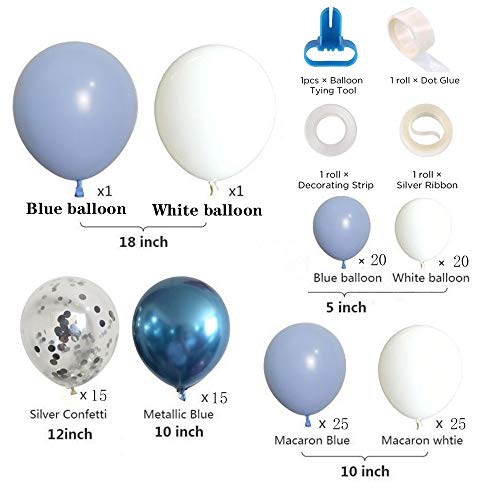 Blue Balloon Arch 127PCS Balloon Garland Arch Kit Baby Shower Balloon Arch Blue and White Silver Confetti Latex Balloons | The Storepaperoomates Retail Market - Fast Affordable Shopping