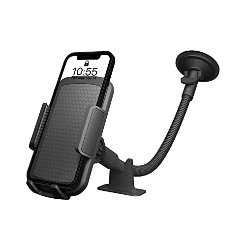TALK WORKS Car Windshield Dashboard Phone Mount Compatible w/iPhone 13/13 Pro/13 Pro Max/14/14 Plus/14 Pro/14 Pro Max, Android Smartphones – Flexible Gooseneck Suction Cup (Black) | The Storepaperoomates Retail Market - Fast Affordable Shopping