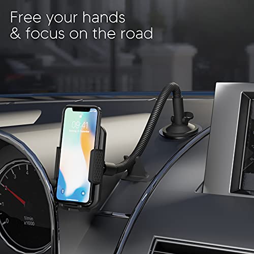 TALK WORKS Car Windshield Dashboard Phone Mount Compatible w/iPhone 13/13 Pro/13 Pro Max/14/14 Plus/14 Pro/14 Pro Max, Android Smartphones – Flexible Gooseneck Suction Cup (Black) | The Storepaperoomates Retail Market - Fast Affordable Shopping