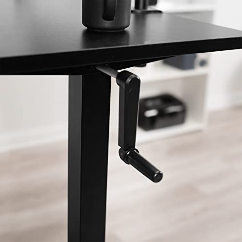 VIVO Manual Height Adjustable 43 x 24 inch Stand Up Desk, Vintage Brown Solid One-Piece Table Top, Black Frame, Standing Workstation with Hand Crank, DESK-KIT-CB4N | The Storepaperoomates Retail Market - Fast Affordable Shopping