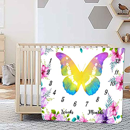 LYLYCTY Baby Monthly Milestone Blanket for 1 to 12 Months Baby, Flower and Butterfly Blanket for Baby Pictures Personalized, Includes Wreath and Frame 47″x47″ BTZYLY36 | The Storepaperoomates Retail Market - Fast Affordable Shopping