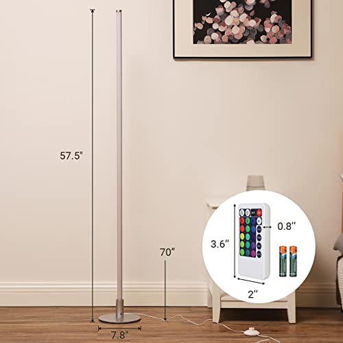 EDISHINE Modern LED Corner Floor Lamp with Remote, 57.5″ Minimalist Dimmable Atmosphere Lighting, RGBW Color Changing Slim Sleek Lamp, Standing Tall Mood Light for Living Room, Bedroom, Office | The Storepaperoomates Retail Market - Fast Affordable Shopping