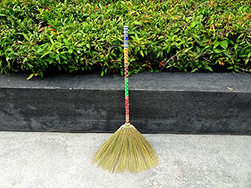 Asian Bamboo Corn Broom for Sweeping, Thai Handmade Natural Grass & Decorative Wooden Handle Broomstick 3 Piece Set with Hand Whisk Duster & Cover | The Storepaperoomates Retail Market - Fast Affordable Shopping