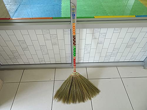 Asian Bamboo Corn Broom for Sweeping, Thai Handmade Natural Grass & Decorative Wooden Handle Broomstick 3 Piece Set with Hand Whisk Duster & Cover | The Storepaperoomates Retail Market - Fast Affordable Shopping