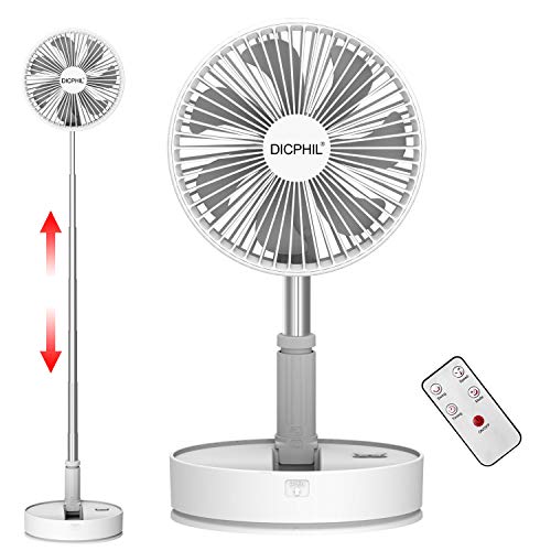 DICPHIL 8-Inch Rechargeable Foldaway Fan, Quiet USB 4 Speeds Personal Pedestal Fan , 3600mAh Table Fan with Remote Control, Oscillating, Stretchable, Timer, for Home Office Outdoor Camping Tent Travel | The Storepaperoomates Retail Market - Fast Affordable Shopping