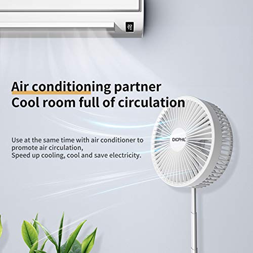 DICPHIL 8-Inch Rechargeable Foldaway Fan, Quiet USB 4 Speeds Personal Pedestal Fan , 3600mAh Table Fan with Remote Control, Oscillating, Stretchable, Timer, for Home Office Outdoor Camping Tent Travel | The Storepaperoomates Retail Market - Fast Affordable Shopping