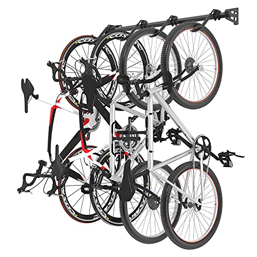 FLEXIMOUNTS 4-Bike Storage Rack for Garage, Heavy-Duty Wall Mount Hanger for Home & Garage, Holds Up to 200lbs