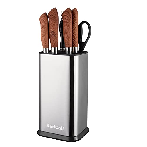 Universal Knife Block Without Knives,Modern Knife Holder for Kitchen Counter,Stainless Steel Knife Organizer with Scissors Slot & Sharpening Rod,Space Saver Rectangular Blocks & Storage – (Silver) | The Storepaperoomates Retail Market - Fast Affordable Shopping