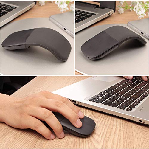 WUDEMWWFE Bluetooth Arc Touch Mouse, Portable Wireless Foldable Mouse Without USB Nano Receiver, Ergonomic Mini Optical Computer Mice for Notebook Laptop Tablet Smart Phone (Black) | The Storepaperoomates Retail Market - Fast Affordable Shopping
