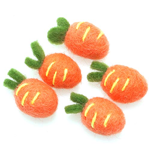 HJ Garden 5pcs Wool Felting Carrots, Home Decoration Ornament Gift, Orange