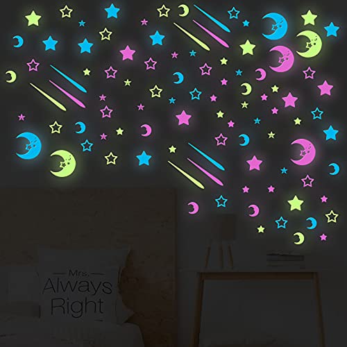 517 Pieces Glow in The Dark Stars Moon for Ceiling, Glowing Moon Wall Decals Fluorescent Star Ceiling Stickers for Home Art Decor Ceiling Wall Decor Kids Baby’s Bedroom Decorations | The Storepaperoomates Retail Market - Fast Affordable Shopping