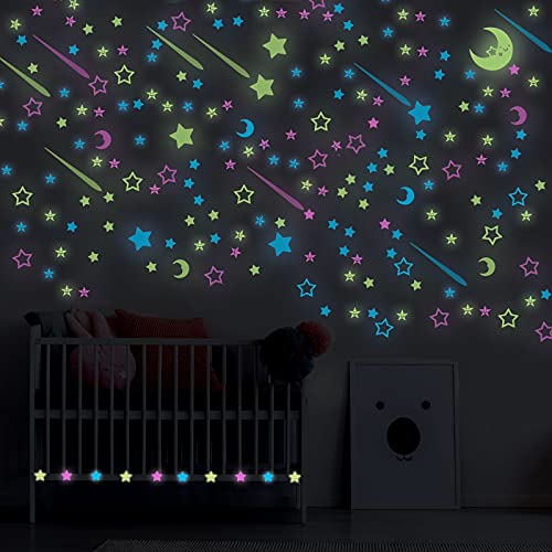 517 Pieces Glow in The Dark Stars Moon for Ceiling, Glowing Moon Wall Decals Fluorescent Star Ceiling Stickers for Home Art Decor Ceiling Wall Decor Kids Baby’s Bedroom Decorations | The Storepaperoomates Retail Market - Fast Affordable Shopping