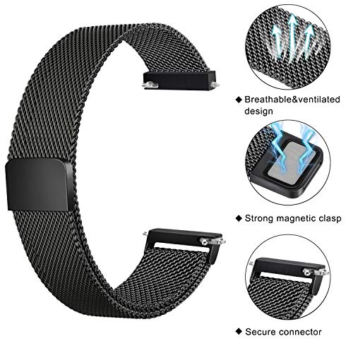 Wanme Metal Bands for Samsung Galaxy Watch Active 2 Band, Galaxy Watch 4 / Galaxy Watch 4 Classic, Galaxy Watch 5 / 5 Pro Bands, Galaxy Watch 3 41mm / Galaxy Watch 42mm, 20mm Stainless Steel Replacement Strap for Galaxy Active 2 Bands Women Men (Black) | The Storepaperoomates Retail Market - Fast Affordable Shopping