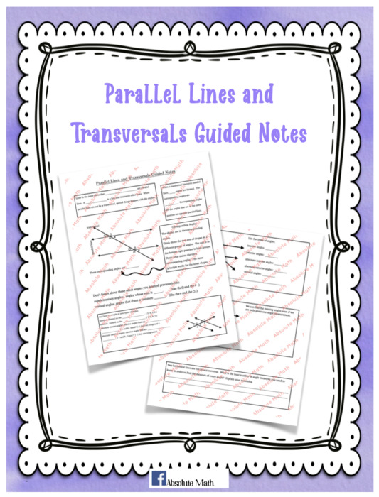 Parallel Lines and Transversals Guided Notes | The Storepaperoomates Retail Market - Fast Affordable Shopping