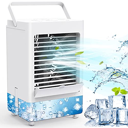 Personal Air Cooler, Portable Air Conditioner Fan with 1/2/4/8H Timer, Operated 3 Wind Speeds & 3 Refrigeration, Ice Cooler Fan for Home Bedroom Office Outdoor