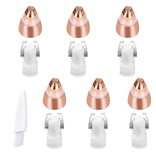 Eyebrow Hair Remover Replacement Heads: Compatible with Finishing Touch Flawless Women Eyebrow Hair Remover Trimmer Blades Painless, with Cleaning Brush, As Seen On TV 18K Gold-Plated Gold 6 Count