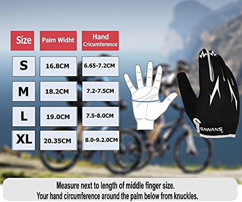 SAWANS Cycling Gloves Touchscreen Breathable Mountain Bike Road Anti Slip Padded MTB Bicycle Gloves Men Women Full Finger Biking Shock Absorbing (Black, X-L) | The Storepaperoomates Retail Market - Fast Affordable Shopping