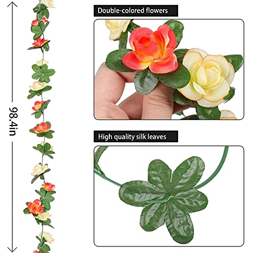 Beferr 5Pcs 41FT Rose Flower Garland Artificial Rose Vine Fake Silk Flowers Rose Ivy Hanging for Home Wedding Party Garden Craft Wall Decor Champagne | The Storepaperoomates Retail Market - Fast Affordable Shopping