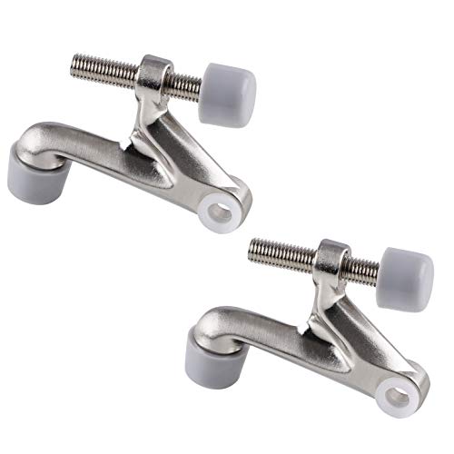 Triumph Hardware 2 Pack Hinge Pin Door Stopper,Adjustable Heavy Duty Door Stopper 2-3/8″x15/16”,Brushed Satin Nickel,with Black Rubber Bumper Tips | The Storepaperoomates Retail Market - Fast Affordable Shopping