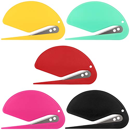 Hutou 3 Inch Letter Opener Envelope Slitter Set Sharp and Efficient Open Envelopes with Ease (Black/Red/Yellow/Green/Rose)
