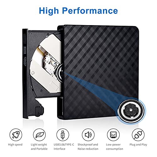 External DVD Drive USB 3.0 Type-C CD Burner Portable CD DVD +/-RW Drive DVD Player for Laptop CD ROM Rewriter Burner Compatible with Laptop Desktop PC Windows 11/10 MacBook Pro/Air Mac Linux Mac OS | The Storepaperoomates Retail Market - Fast Affordable Shopping