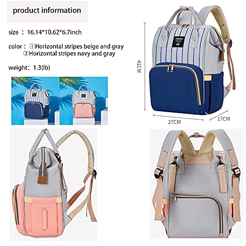 Diaper Bag Backpack, Baby Nappy Changing Bags with Stroller Straps, Large Capacity,NAECOUS　Waterproof, Stylish and Multi-Function Maternity Back Pack Blue Grey | The Storepaperoomates Retail Market - Fast Affordable Shopping