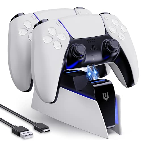 UNBREAKcable PS5 Controller Charger Station, Fast Charging Playstation 5 Controller Charger for Sony PS5 DualSense Controller with LED Indicator, Dual USB Type C Fast Charging