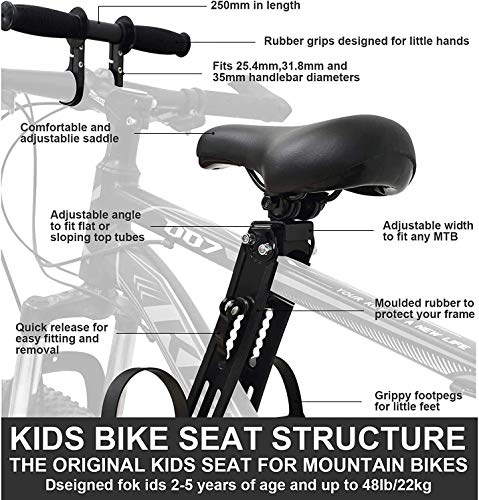 Wender Kids Bike Seat and Handlebar,Front Mounted Child Bicycle Seats Attachment Compatible with All Adult Mountain Bikes,Detachable,Easy to Install (B) | The Storepaperoomates Retail Market - Fast Affordable Shopping