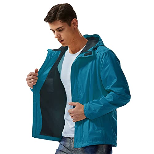 Freetrack Packable Waterproof Windbreaker Rain Jacket Lightweight Hooded Raincoat for Men(Blue,L) | The Storepaperoomates Retail Market - Fast Affordable Shopping