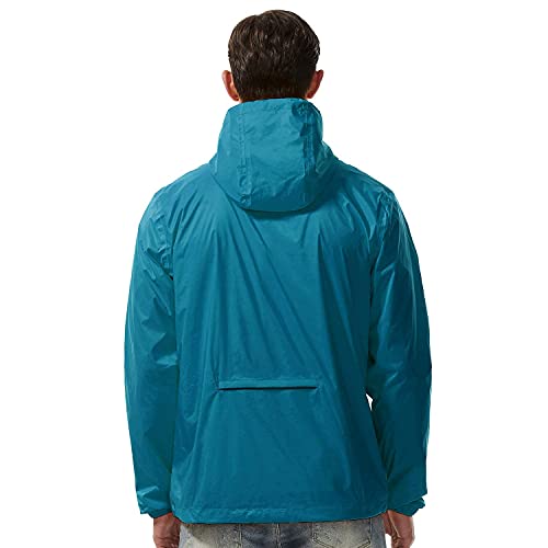 Freetrack Packable Waterproof Windbreaker Rain Jacket Lightweight Hooded Raincoat for Men(Blue,L) | The Storepaperoomates Retail Market - Fast Affordable Shopping