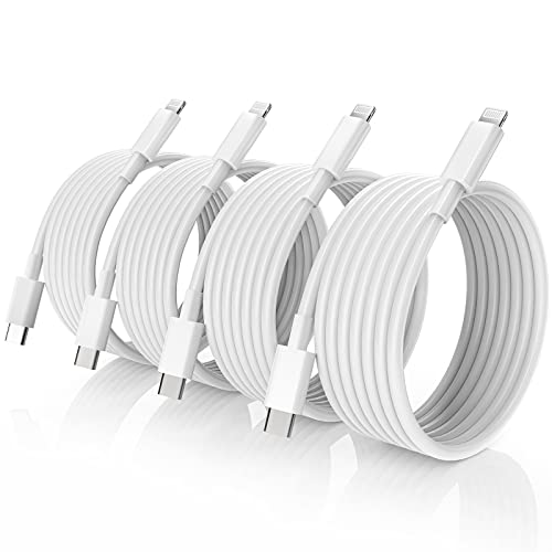 6.6FT USB C to Lightning Cable 4Pack, 【Apple MFi Certified】 iPhone Fast Charger Cable, USB-C to Lightning Charging Cord for iPhone 13/13 Pro/13 Pro Max/ 12 Mini/12/12 Pro/11/11 Pro/AirPods
