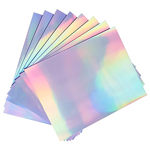 Printable Holographic Sticker Paper for Your Ink Jet Printer 8.5 x 11 Inches Dries Quickly Waterproof Sticker Paper Rainbow Vinyl Sticker Paper 20 pcs