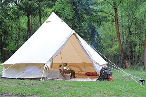 Outdoor Waterproof Family Glamping Yurt Cotton Canvas Bell Tent for Event Wedding Party (Diameter 5M)