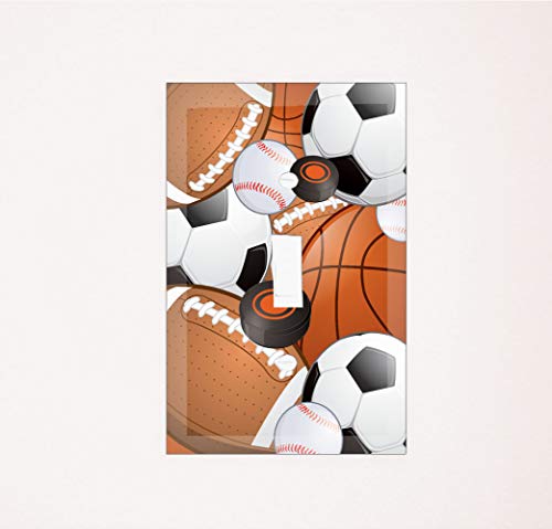 Kids Sports Decor Light Switch Cover Plate Soccer, Football, Baseball, Hockey Decorative Nursery Teen Toddler Room Bedroom Bathroom Playroom DIY Wall Decoration (Sports) | The Storepaperoomates Retail Market - Fast Affordable Shopping